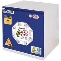Armoire de sécurité basse bleue pour batteries lithium-ion avec prises - Exacta