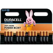 Pile Alcaline Optimum AAA - 12 unités - Duracell