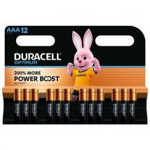 Pile Alcaline Optimum AAA - 12 unités - Duracell