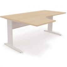 Bureau Compact Asymmetrisch 160x80x120 Hoek Links Wit/l.eik, - EOL