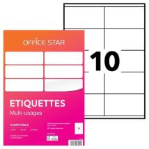 Office Star - Multifunctionele Etiketten - 1000 Stuks - 105x57mm - Wit - Laser/Inkjet - FSC