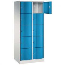 Vestiaire 6 et 10 cases porte antivandalisme - 2 colonnes largeur 380 mm - Sur socle - CP