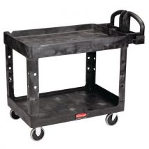 Rubbermaid - Kunststof Wagen met 2 Plateaus - Zwart - 220 kg Belasting - 3 Jaar Garantie