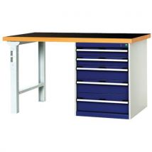 Établi Cubio Combi avec 5 tiroirs - Largeur 200 cm - Polyrey