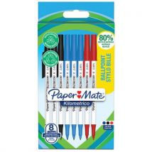 Set van 8 balpennen Kilometrico met dop - Paper Mate