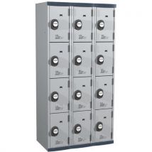 Vestiaire 12 cases Seamline Optimum - 3 colonnes largeur 300 mm - Sur socle - Acial