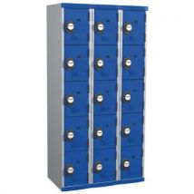 Vestiaire 15 cases Seamline Optimum - 3 colonnes largeur 300 mm - Sur socle - Acial