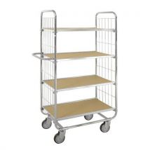 Chariot fil d'acier plateaux métal ESD - 4 plateaux - Force 250 kg