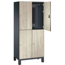 Vestiaire Cambio S6000 sur pieds, portes HPL décor bois