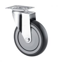 Roulette à bandage caoutchouc à platine - Pivotante - Force 70 kg