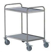 Chariot inox - 2 plateaux - Force 120 kg