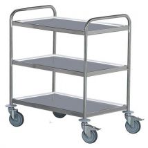 Chariot inox - 3 plateaux - Force 130 kg