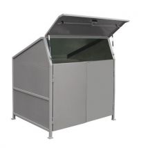 Abri pour conteneurs à déchets Secomat - 3 cloisons, portes et plancher