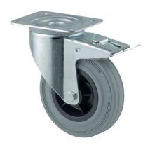 Roulette pivotante à platine et frein - Force 70 à 205 kg - Grise