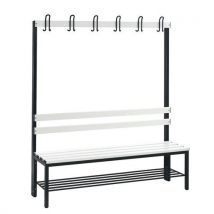 Banc pvc à patères CP - 4 à 8 patères - Simple face - Avec dossier et grille chaussures