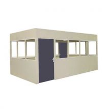 Cloison double paroi en tôle d'acier - Panneau vitré (8 mm) - Hauteur 2,5 m