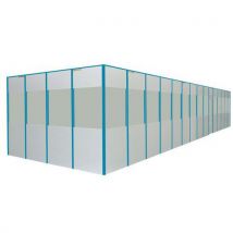 Enkelvoudige scheidingswand in melamine - Paneel voor de helft in glas - Hoogte 3,03 m