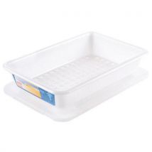 Bac plat gerbable et emboîtable HACCP avec couvercle - Longueur 445 à 491 mm - 5 à 8 L - Gilac