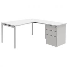 Bureau compact avec caisson Open - Blanc/ blanc