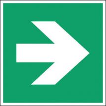 Panneau secours et évacuation carré - flèche directionnelle droite - Rigide