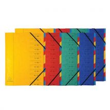 Elastische geniete sorteermap met 12 vakken - Verschillende kleuren - Set van 8