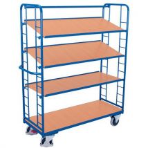 Ergonomische, hoge wagen met 4 houten plateaus - Draagvermogen 250 en 400 kg