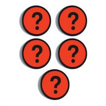 Aimant rond avec symbole point d'interrogation