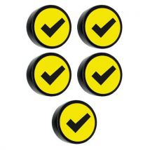 Aimant rond avec symbole vérifié