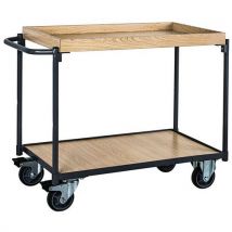 Chariot 250 kg plateaux bois rebord - Barre horizontale - Manutan