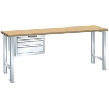 Werkbank 3 Lade Zuiverwit Ral9010, 2000x800x900 Mm 500kg, - Lista