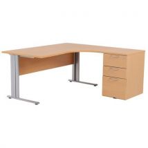 Bureau compact avec caisson - Hêtre - Manutan