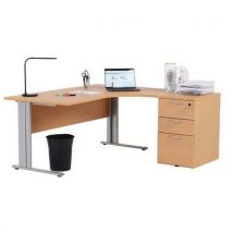 Compactbureau met ladeblok met C-poten - Beuken - Manutan