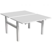 Bureau droit ergonomique Bench à manivelle 2 places piètement en H - Kelli