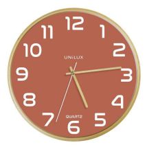 Unilux - Wandklok Baltic Houten Frame Roze Diameter 31.5 cm - Analoge Wijzerplaat - Exotisch Hout