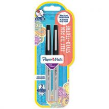 Lot de 2 Feutres écriture Flair Ultra Fine encre noire - Paper Mate