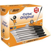 Stylo bille à capuchon Cristal Original - Boîte de 90 + 10 offerts - Bic