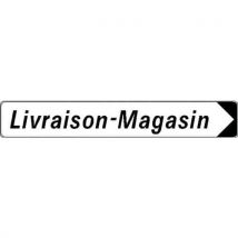 Panneau directionnel double message - Livraison-magasin - Longueur 800 mm