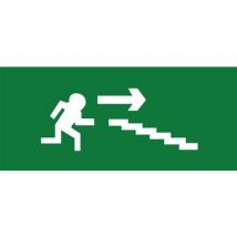 Noodevacuatiebord - Vluchtweg via trap rechts naar beneden - Hard