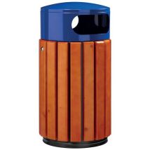 Rossignol Pro - Ronde vuilnisbak Zeno 40L Hout - Ultramarijnblauw - Buiten & Magazijn