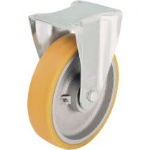 Roulette fixe acier PU Extrathane corps fonte- Charge 350 à 900kg