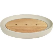 Zeepbakje Van Polyesterhars En Hout Crème, - Arvix