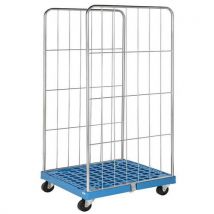 Roll-conteneur - base plastique - 2 ridelles - Capacité 400 kg