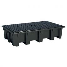 Palette de rétention bi-containeurs en polyéthylène recyclé - 1 050 L