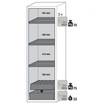 Asecos - Veiligheidskast S-PHOENIX Vol.2-90 - 90 min brandveilig - 3 deuren - Ontvlambare stoffen - 1402x600x574 mm