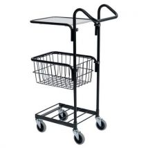 Miniwagen zwart met plateau en mand - Draagvermogen 50 kg