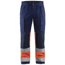 Pantalon artisan stretch haute visibilité marine/orange fluorescent