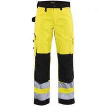 Pantalon haute visibilité femme jaune fluorescent/noir