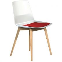 Stoel Clue, Poten Hout, Kuip Wit, Kussen Rood, - Quadrifoglio