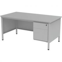 Bureau droit Confort 2 - Avec 1 caisson - Gris clair