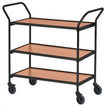 Table roulante finition noire - 3 plateaux - Capacité 150 kg